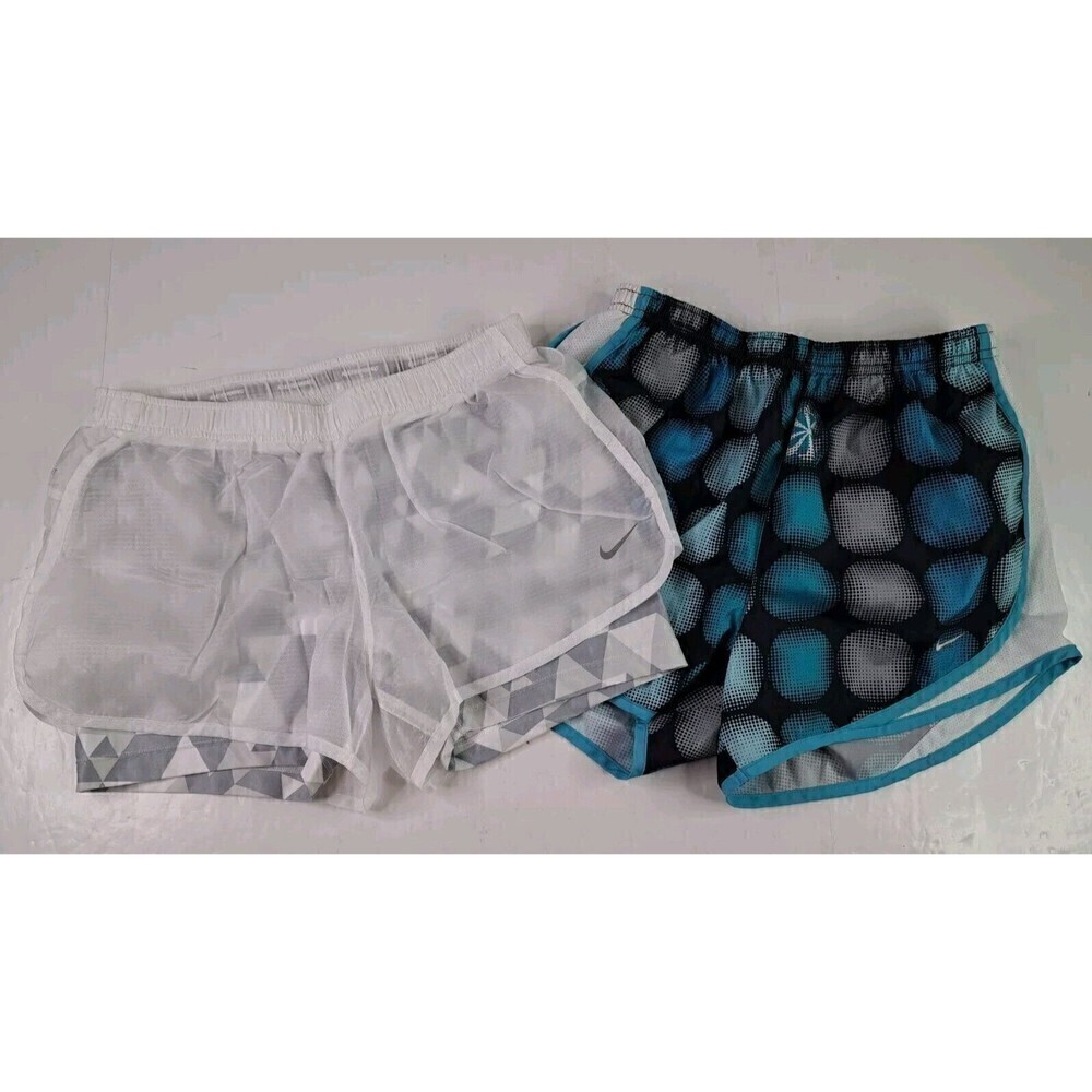 Nike Dri-Fit Tempo Women's Athletic Running Shorts Lot Of 2 Teal/ White Size S